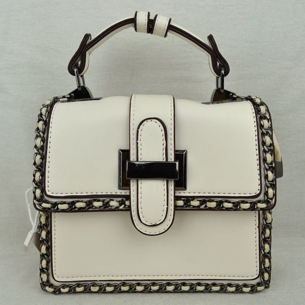 Chain Trimmed Buckle Design Messenger Bag Satchel
